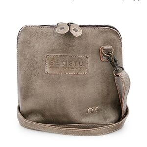 Bed Stu Leather Ventura Crossbody Clutch Bag Taupe Rustic